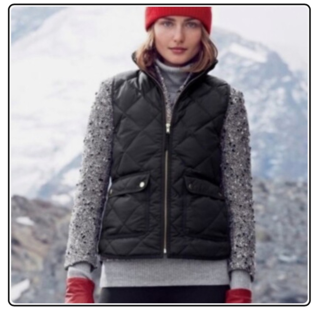 J. Crew Excursion Quilted Vest Down Filled Black Women’s Small